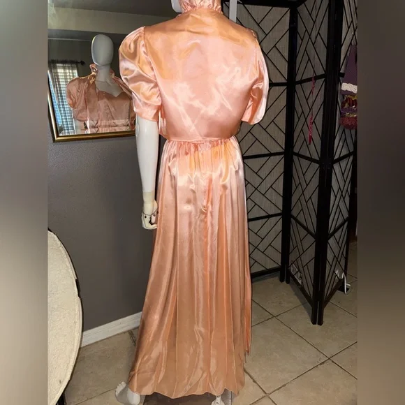 Chic Peach Satin Evening Dress - Picture 2 of 9